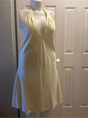 wild fable Pale Yellow Halter V-Neck Dress